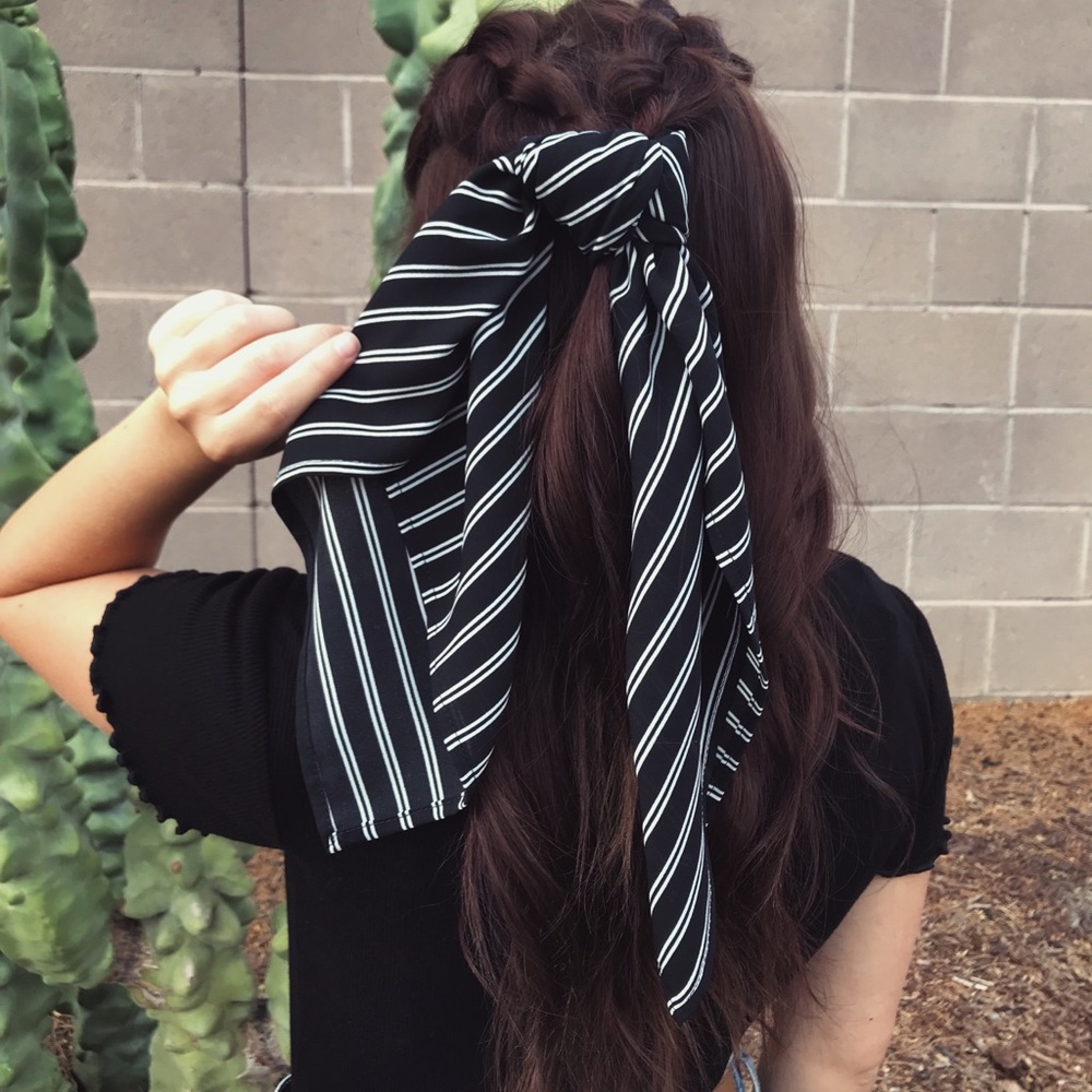 Black & White Stripe Hair Scarf
